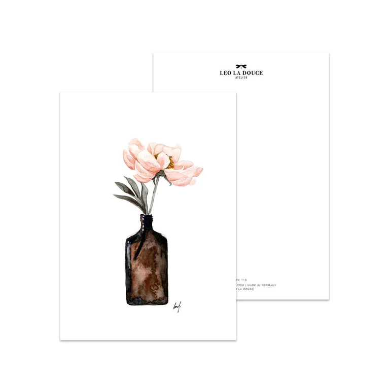 Postkarte Coral Blossom Leo La Douce Pfingstrose Blüte
