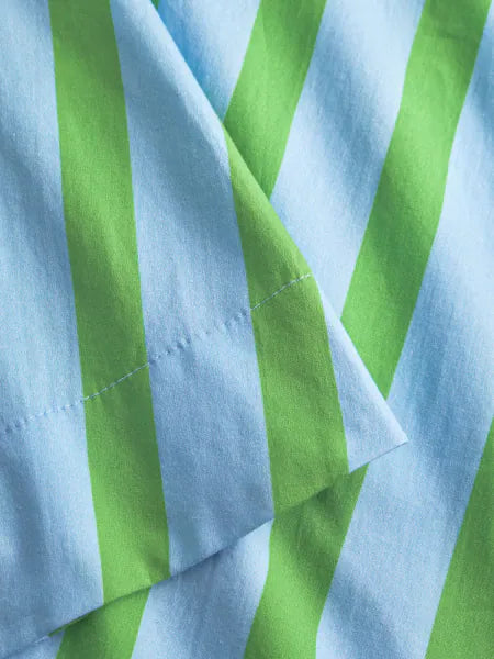 Rock Streifen knielang Taschen Bio-Baumolle Grün Blau Mademoiselle Yeye