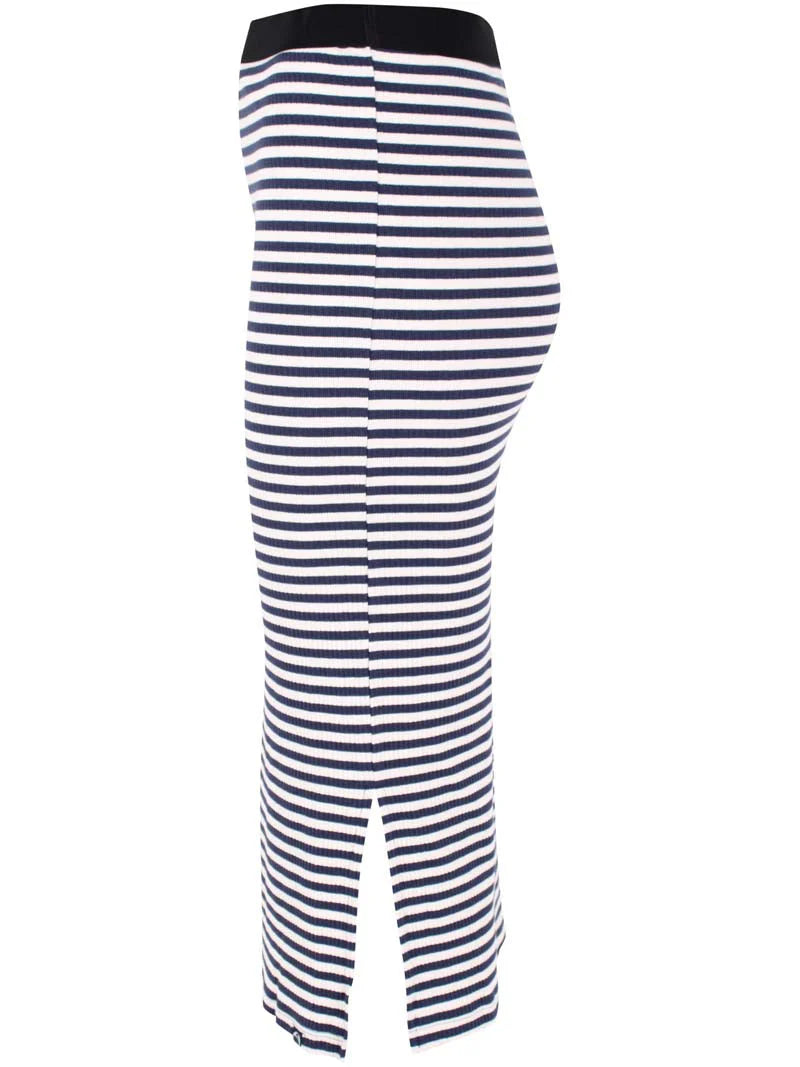 Rock Gehschlitz schmal dehnbar strech gestreift Schwarz Creme Blau Danefae