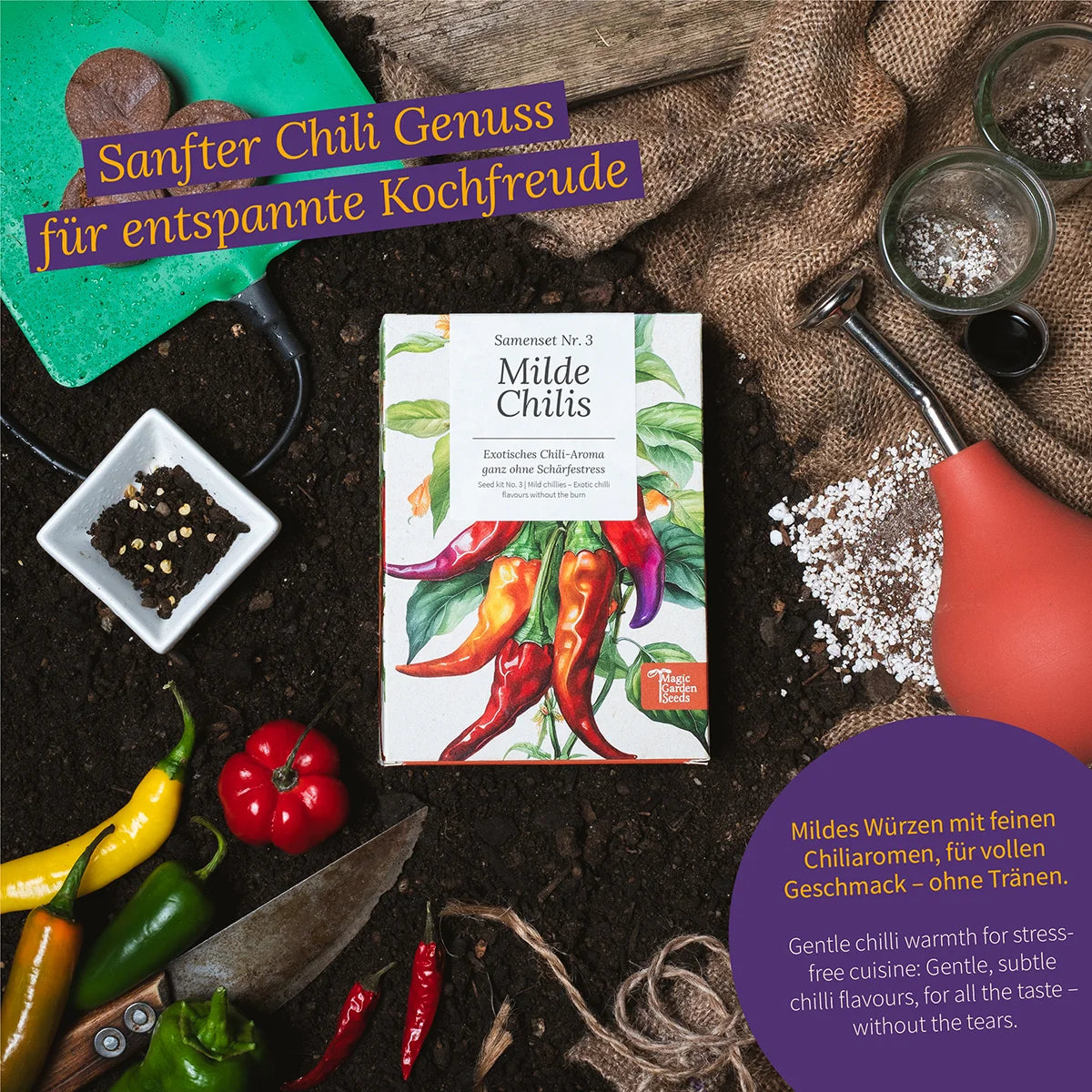 Chilis mild Saatgut Samen Magic Garden Seeds samenfest Gewürze Schärfe Paprika