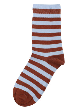 Wolle Socken Blau Braun gestreift Danefae