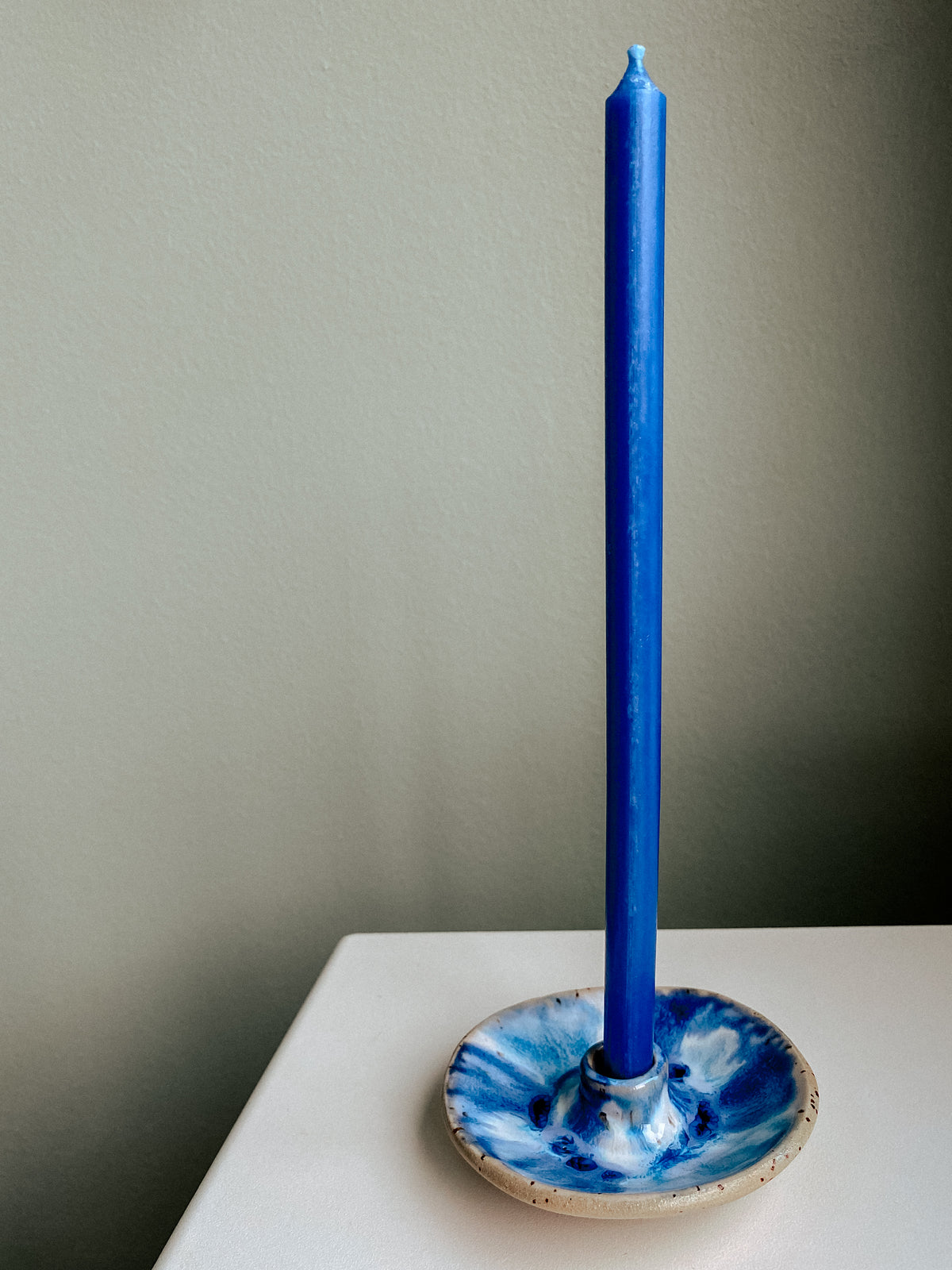 Kerzenständer Kornblumen Kornblume Ton Handarbeit Kerzenschale schmale Kerze