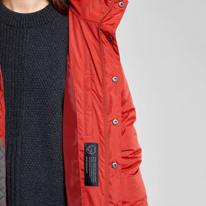 Puffer winter coat in rust red