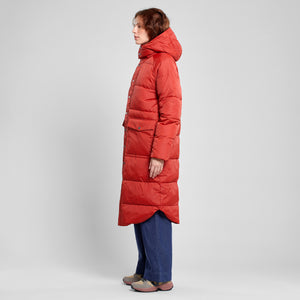 Puffer winter coat in rust red