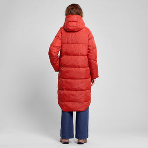 Puffer winter coat in rust red