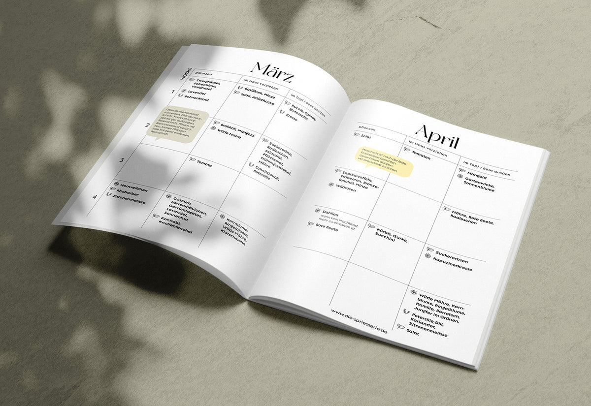 Aussaat- & Pflanzkalender Gartenkalender Wandkalender Gartenplaner Gartenplanung Pflanzplanung Die Sprießerie Gartenjournal Pflanztermine Garten To Dos Gartenaufgaben