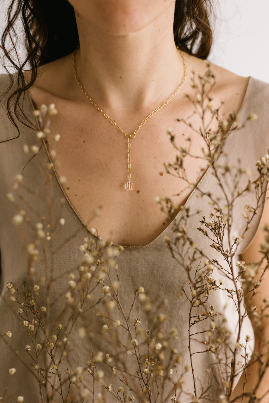Gliederkette Kette Natursteine Handarbeit Fauna y Flora vergoldet unisex individuell einstellbar