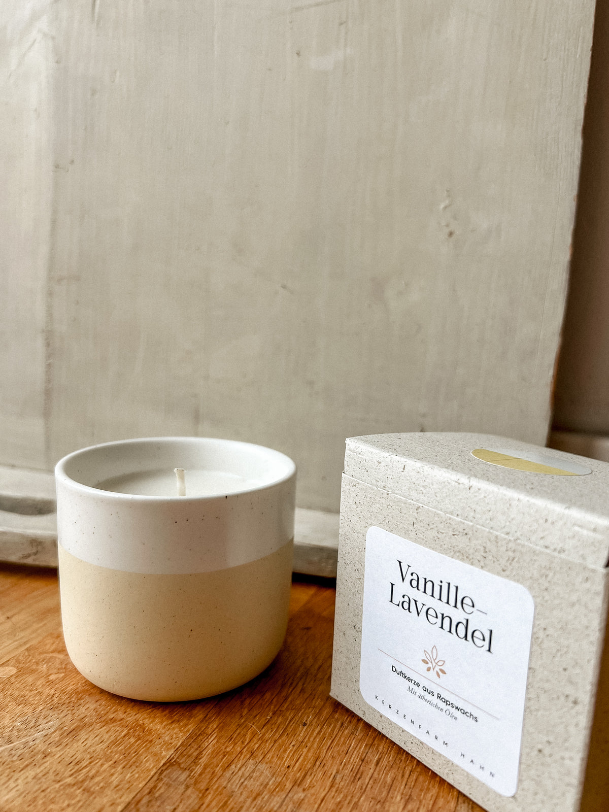 Duftkerze Vanille Lavendel Ätherische Öle Rapswachs keramikbecher