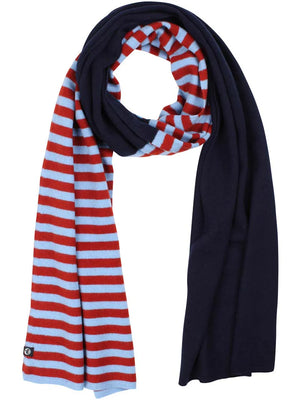 Schal gestreift Danefae Merino Wolle Bordeaux Hellblau Navy