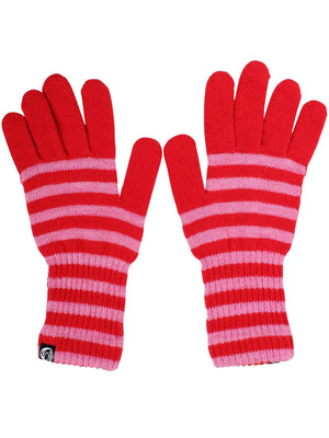 Handschuhe Fingerhandschuhe Wolle gestreift Danefae Rot Pink