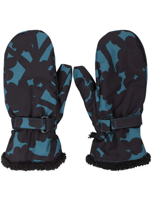 Handschuhe Fäustlinge Danefae Blumenmuster Blau Schwarz gefüttert wasserdicht