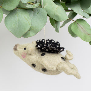Fliegendes Schwein Anhänger Wollfilz Weihnachten Geschenkanhänger A world of craft