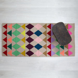 Teppich, Schurwolle, Baumwolle, Wollteppich, A world of craft, Rautenmuster, Outdoorteppich