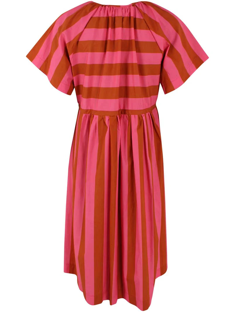 Kleid Streifen T-Shirt bauschige Ärmel Danefae Pink locker Baumwolle