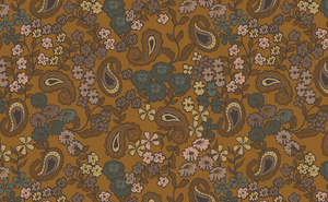 Tuch Halstuch Schal Gabrielle Paris Ocre Arabesque Ocker Blumen Print Braun