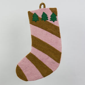 Weihnachtsstiefel Wollfilz Wolle gestreift Tannenbaum A world of craft