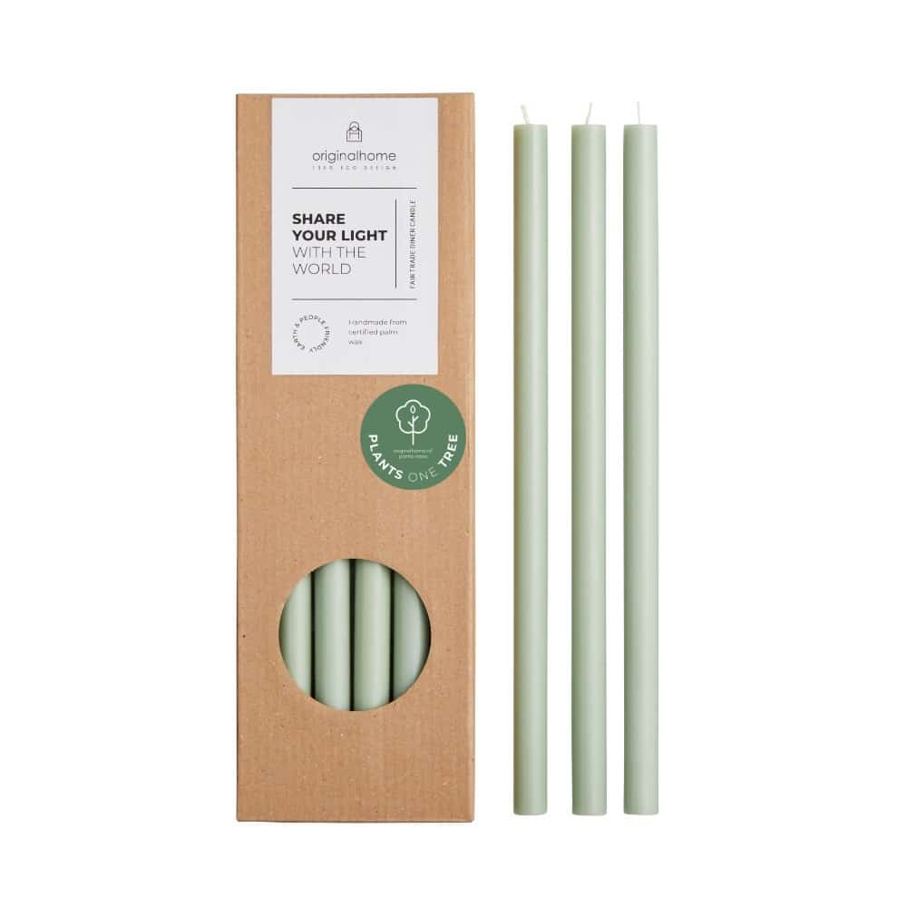 Kerze dünn Original Home Set Salbei grün skandinavisch Wachs Naturmaterial