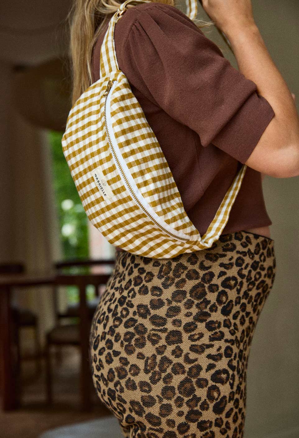 Bauchtasche Gürteltasche Baumwolle Gabrielle Paris kariert Tasche 
