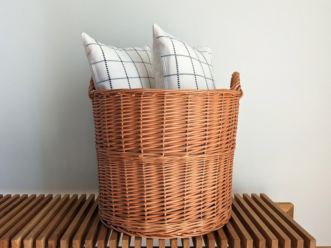Hand-woven basket for plants, laundry, pillows etc.