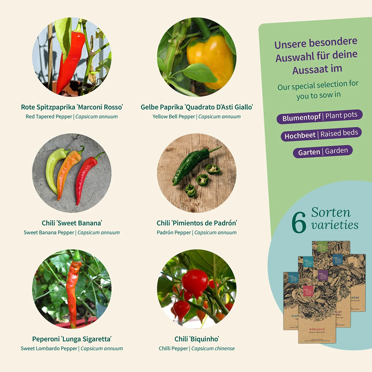 Chilis mild Saatgut Samen Magic Garden Seeds samenfest Gewürze Schärfe Paprika