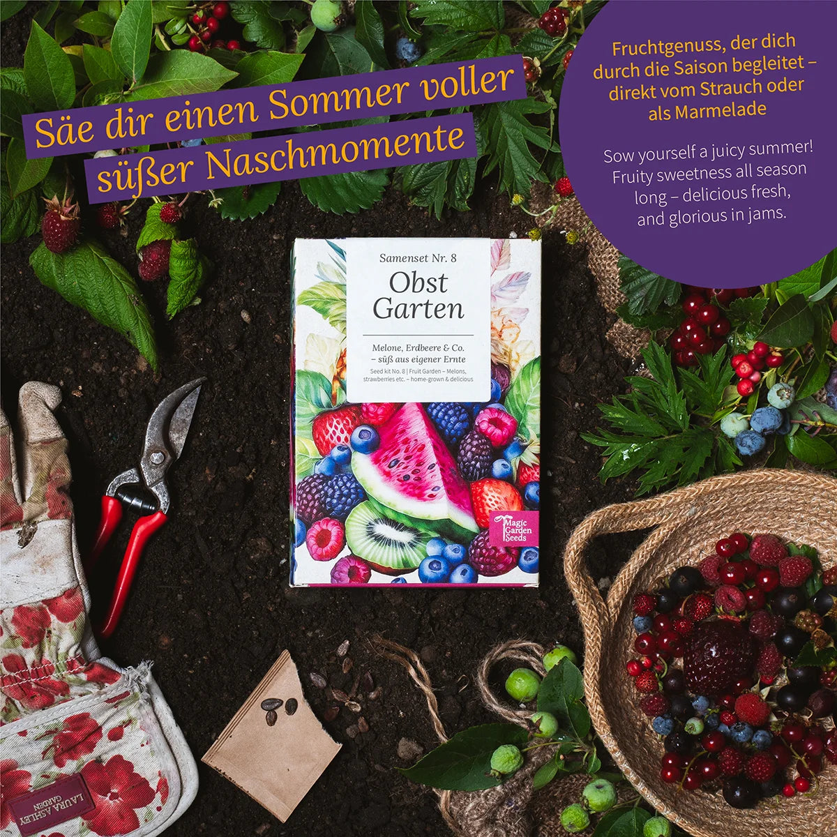 Obstgarten Naschgarten Saatgut samenfest Magic Garden Seeds Melone Erdbeere Süßes Obst Samen