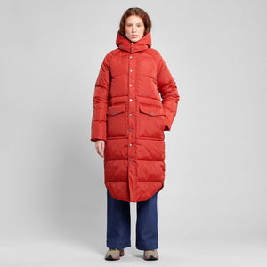 Open image in slideshow, Puffer winter coat in rust red
