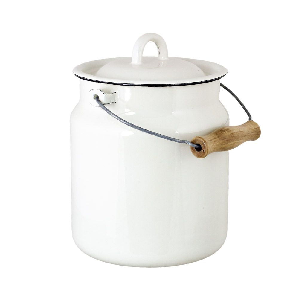 Enamel milk jug in warm white