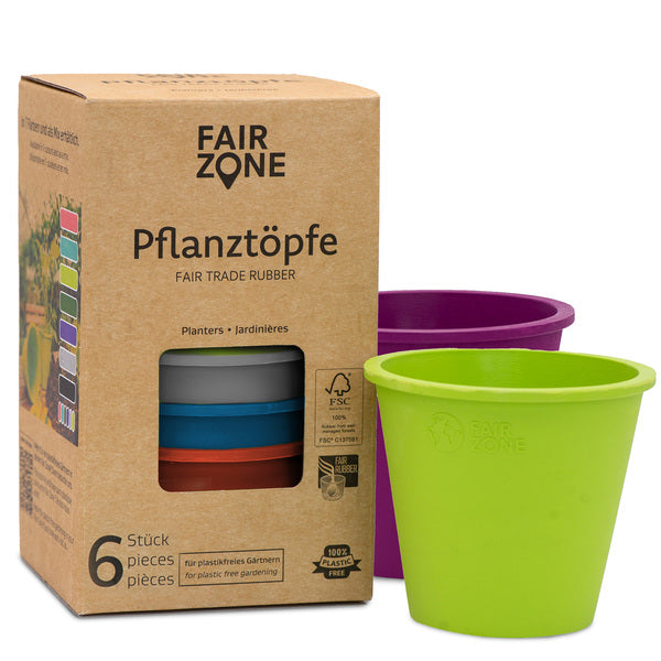 Pflanztöpfe aus Naturkautschuk - farbig im Set