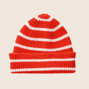 Open image in slideshow, Striped knitted hat in red and green
